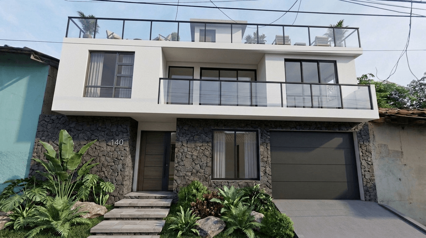Facade design in no_style style — photo by GenRoom AI