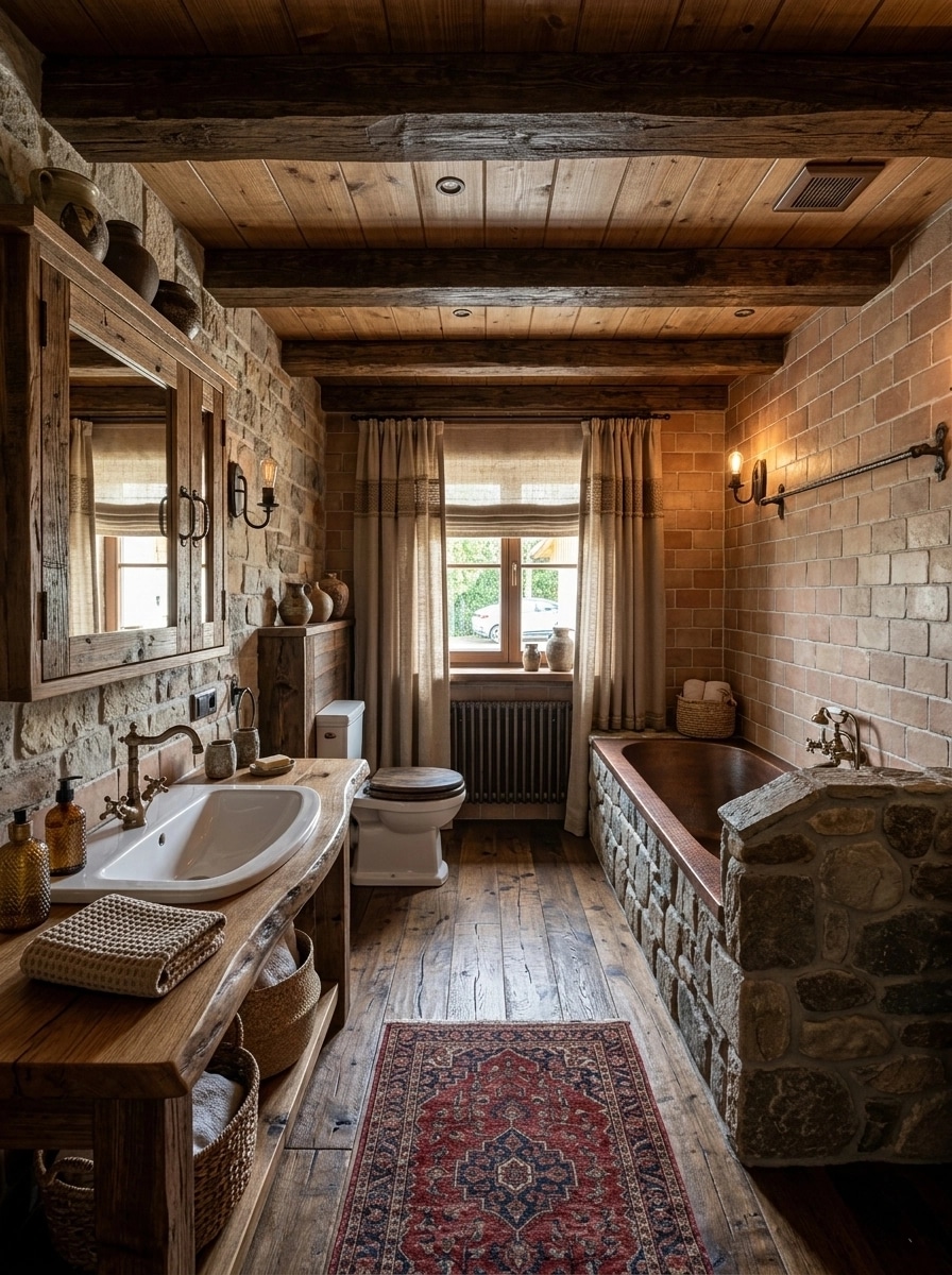 Bathroom interior in Rustic style — photo by GenRoom AI