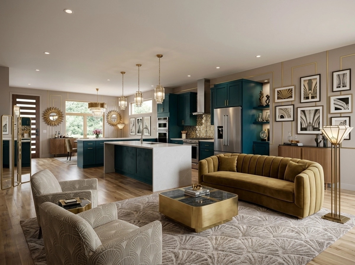 Interior design in Art Deco style — Living Room by GenRoom AI