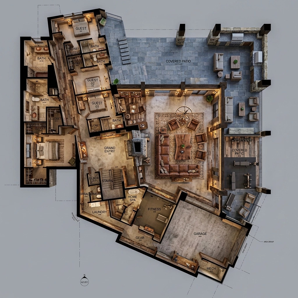Interior design in Rustic style — Living Room by GenRoom AI