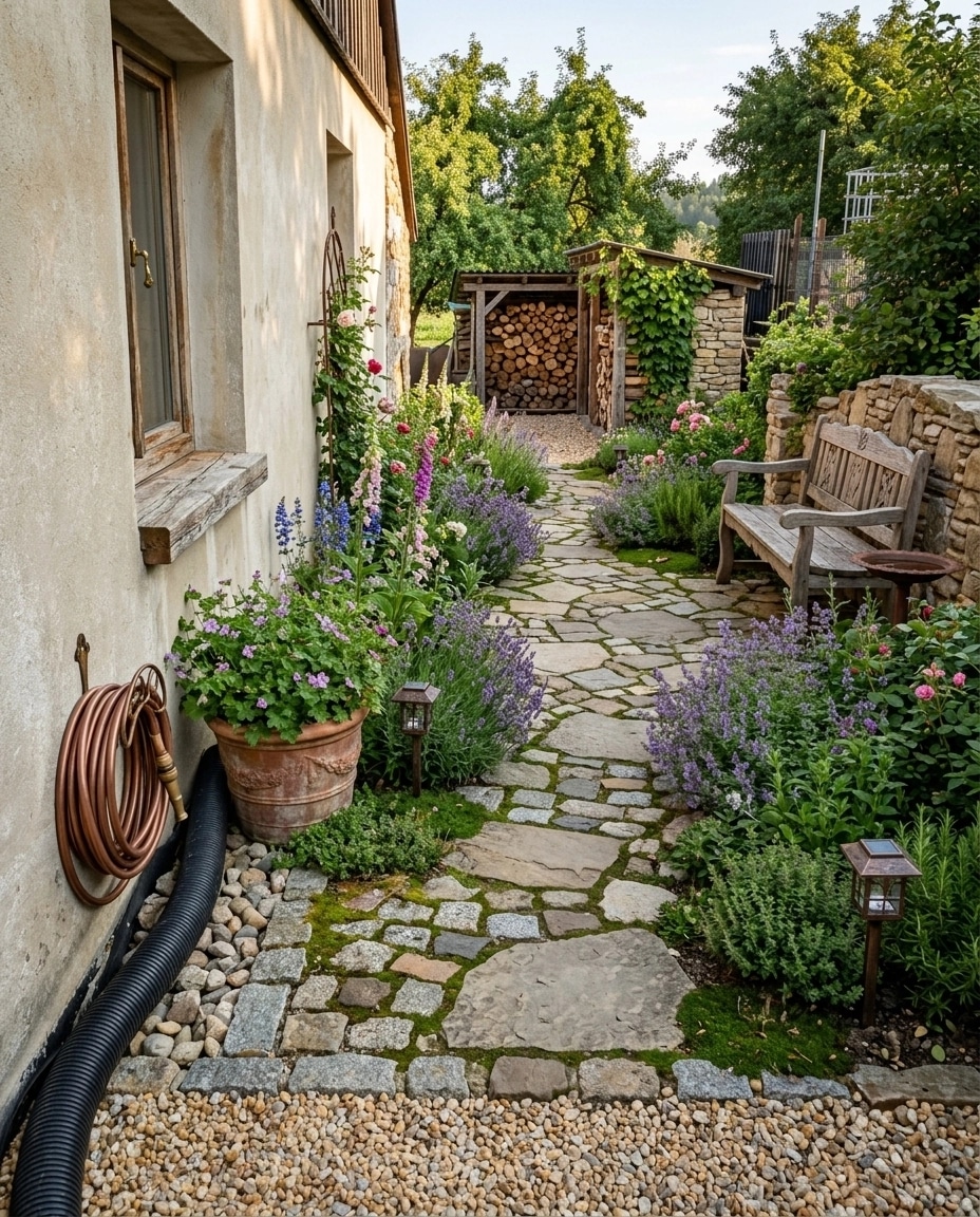 Diseño paisajístico en estilo Country Rustic Garden — Jardín por GenRoom AI