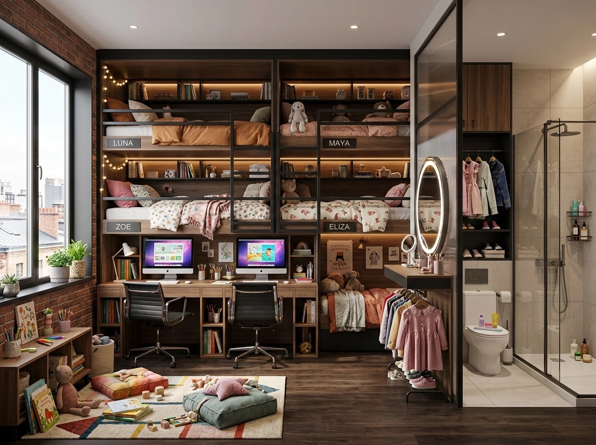 Design d'interni in stile Blacktec — Camera dei bambini di GenRoom AI