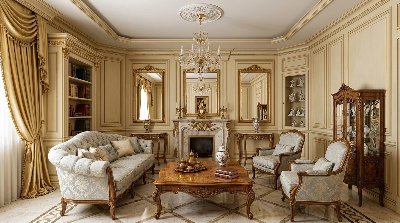 Interior design in Neoclassic style — Living Room by GenRoom AI