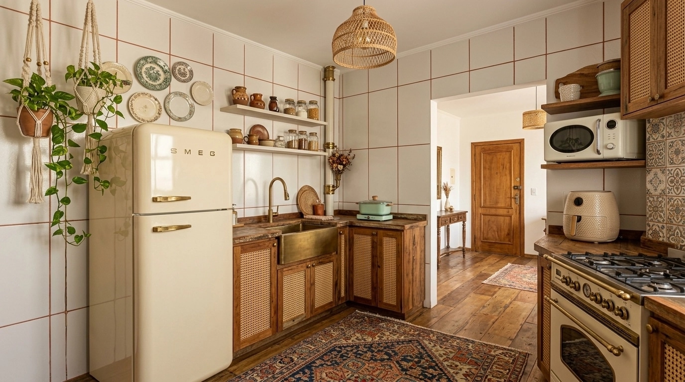 Kitchen interior in Bohemian style — photo by GenRoom AI
