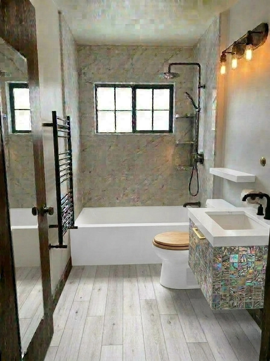 Bathroom interior in Loft / Industrial style — photo by GenRoom AI