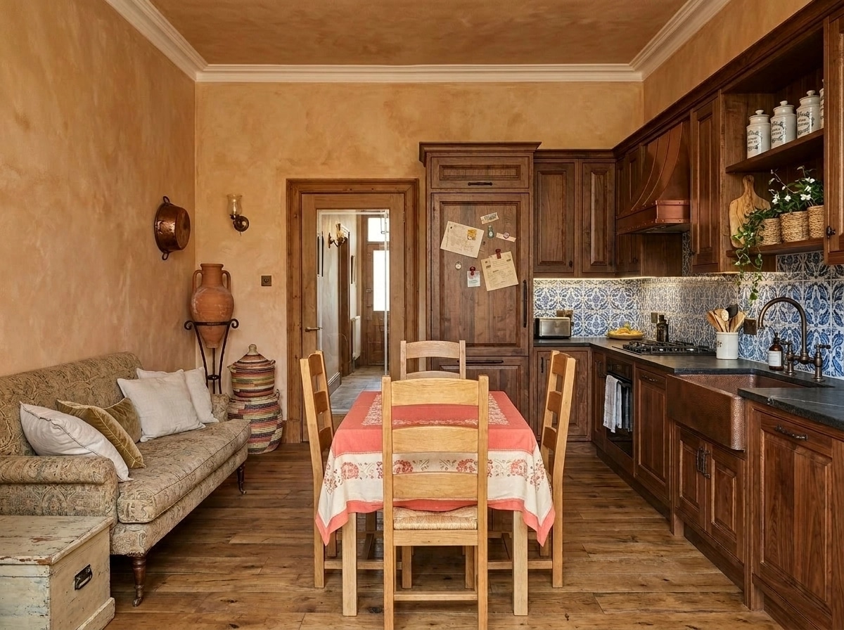 Kitchen interior in Mediterranean style — photo by GenRoom AI