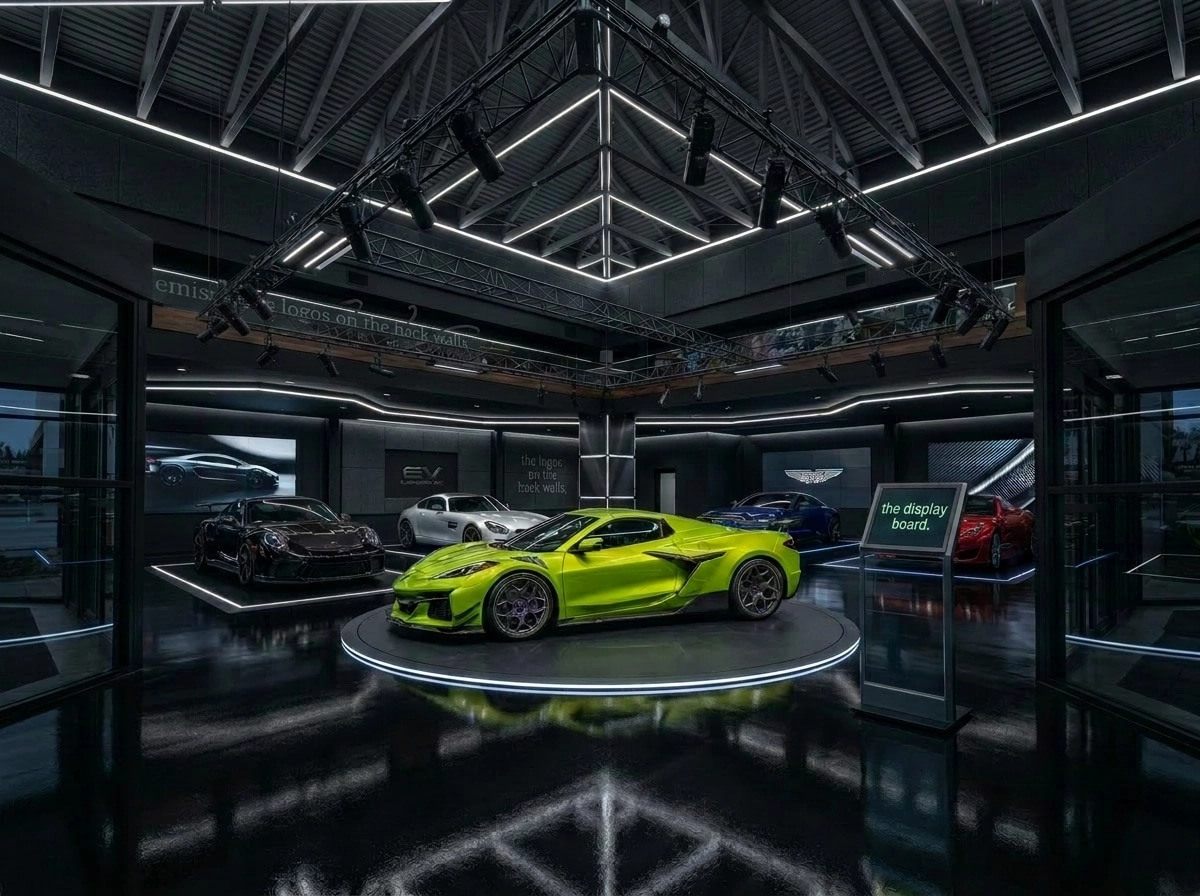 Interior design in Blacktec style — showroom by GenRoom AI
