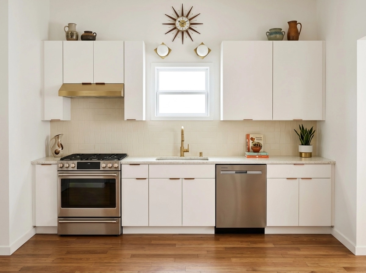 Kitchen interior in Mid-Century Modern style — photo by GenRoom AI