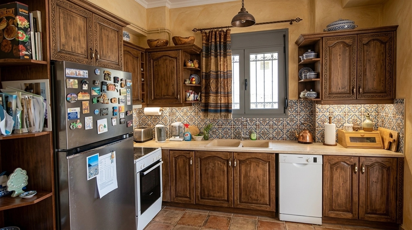 Kitchen interior in Mediterranean style — photo by GenRoom AI