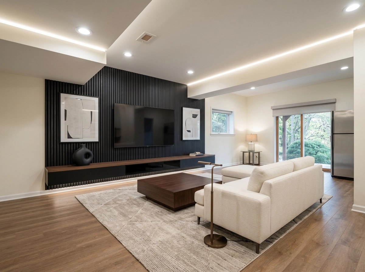 Interior desain di Minimalism gaya — basement oleh GenRoom AI