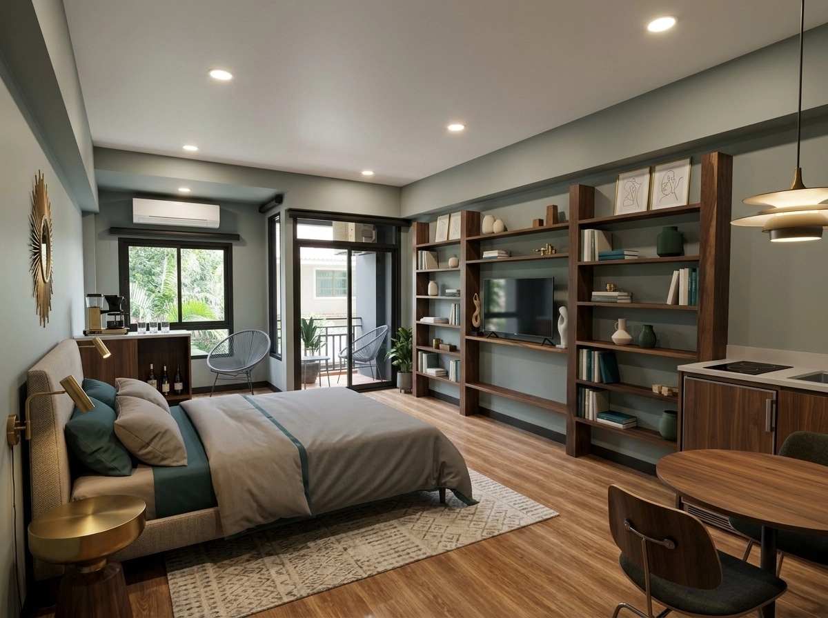 Design de interiores em estilo Mid-Century Modern — studio por GenRoom AI