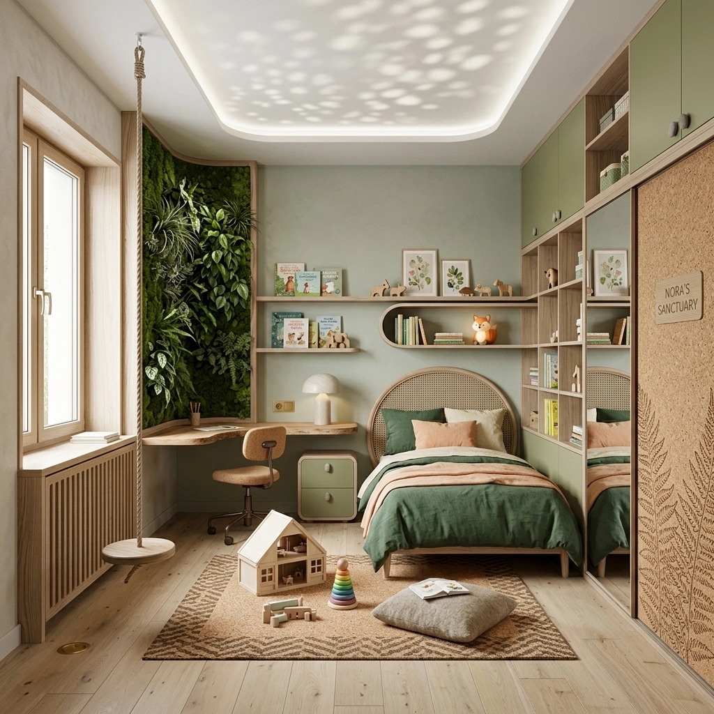 Biophilic Kids Room design — interior photo by GenRoom AI