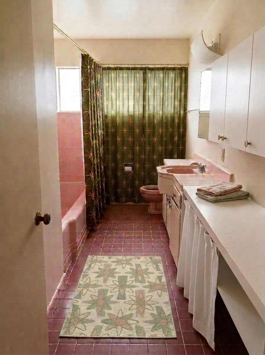 Bathroom interior in Mid-Century Modern style — photo by GenRoom AI
