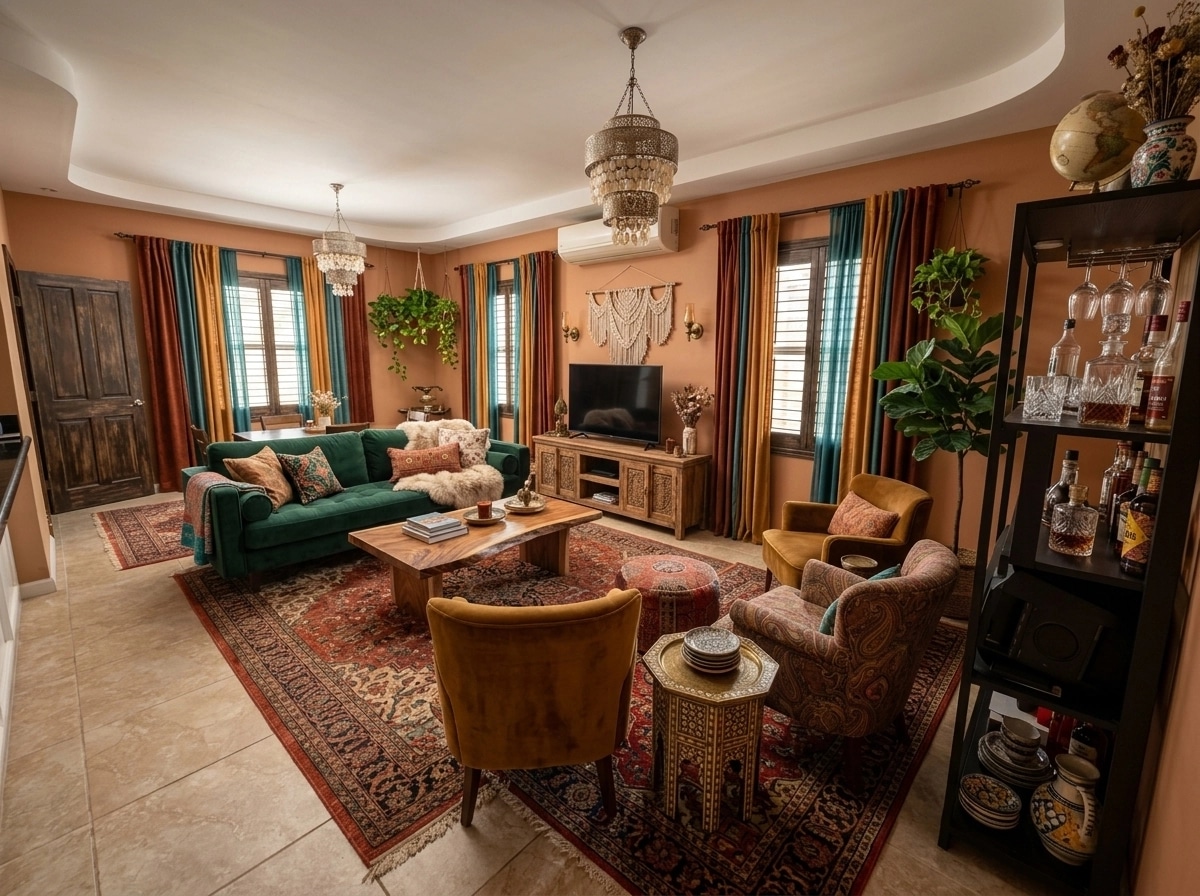 Interior design in Bohemian style — Living Room by GenRoom AI