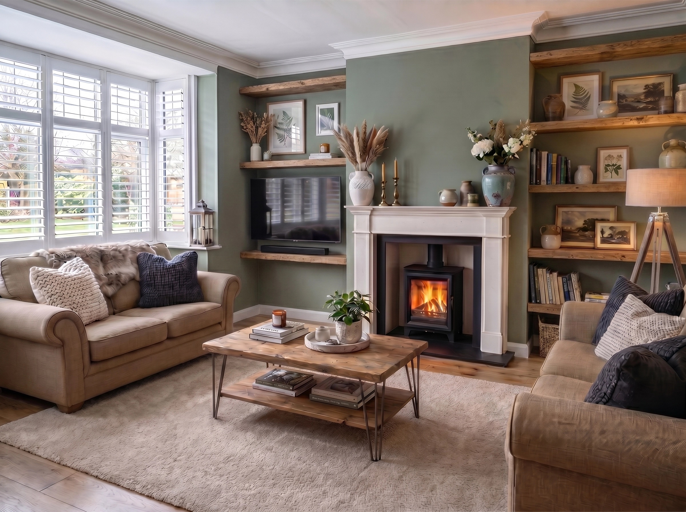 Transitional Ruang Tamu design — interior photo by GenRoom AI