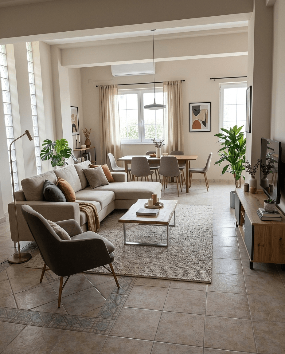 Contemporary ห้องนั่งเล่น design — interior photo by GenRoom AI