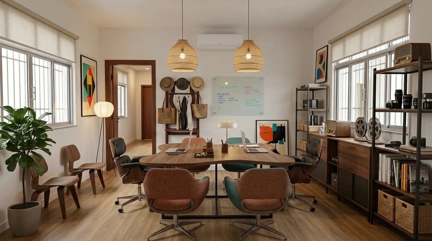 Interior design in Mid-Century Modern style — Office by GenRoom AI