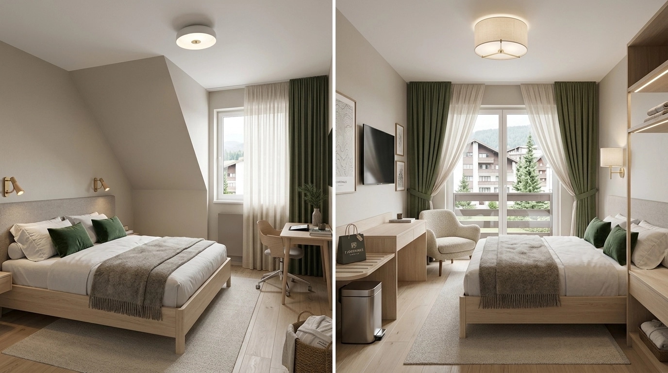 Interior design in Scandinavian style — hotel_room by GenRoom AI