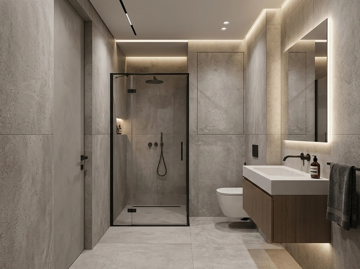 Bathroom interior in Minimalism style — photo by GenRoom AI