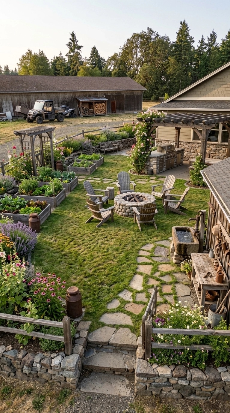 Country Rustic Garden Yard design — yard photo by GenRoom AI