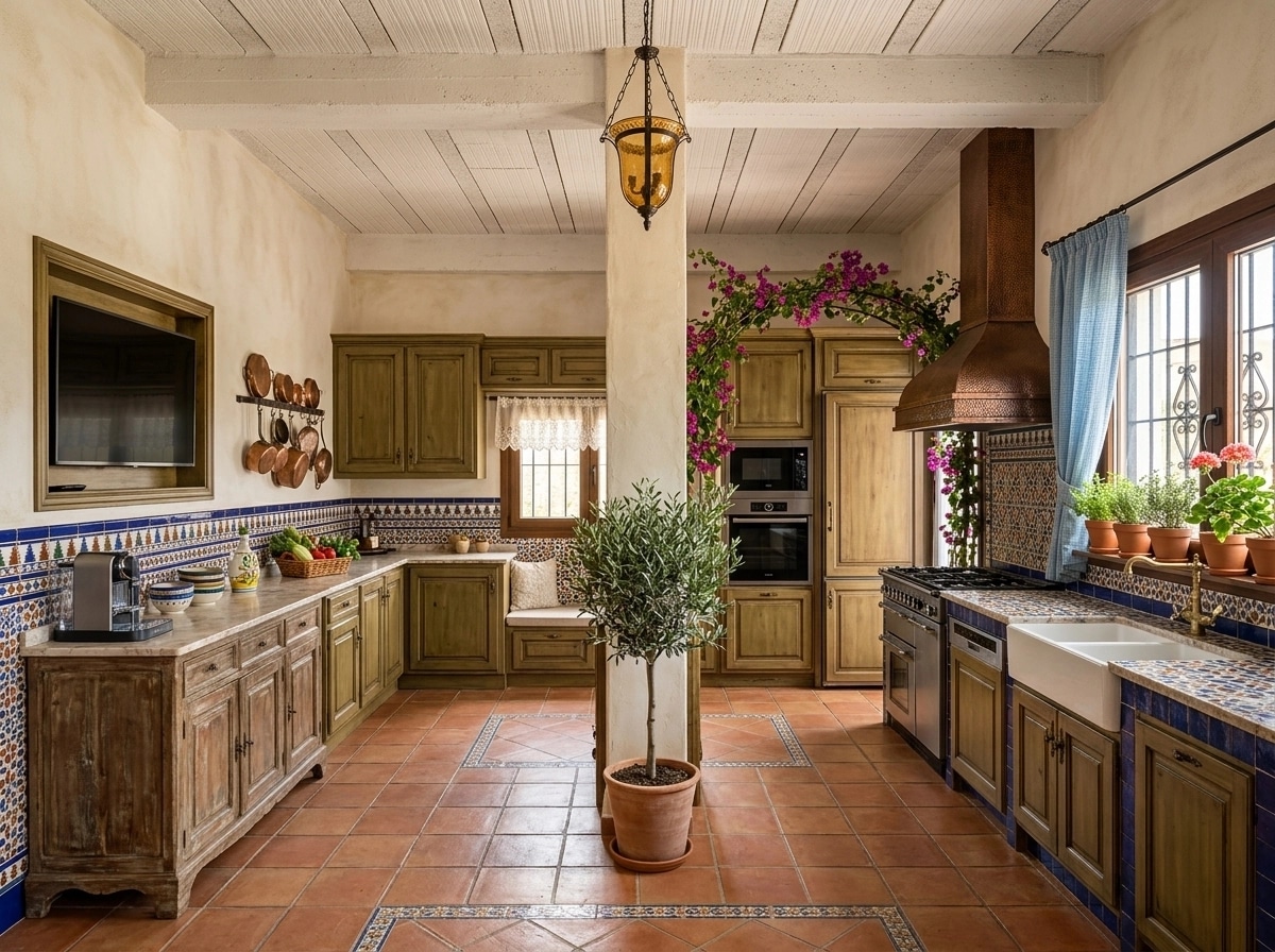 Kitchen interior in Andalusian style — photo by GenRoom AI