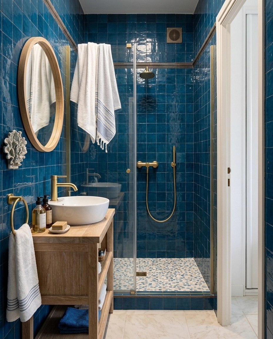 Bathroom interior in Mediterranean style — photo by GenRoom AI