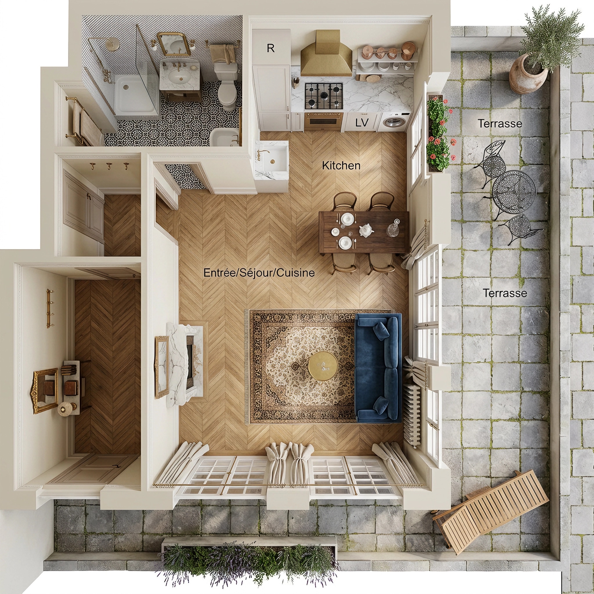 Interior design in French Parisian style — Living Room by GenRoom AI