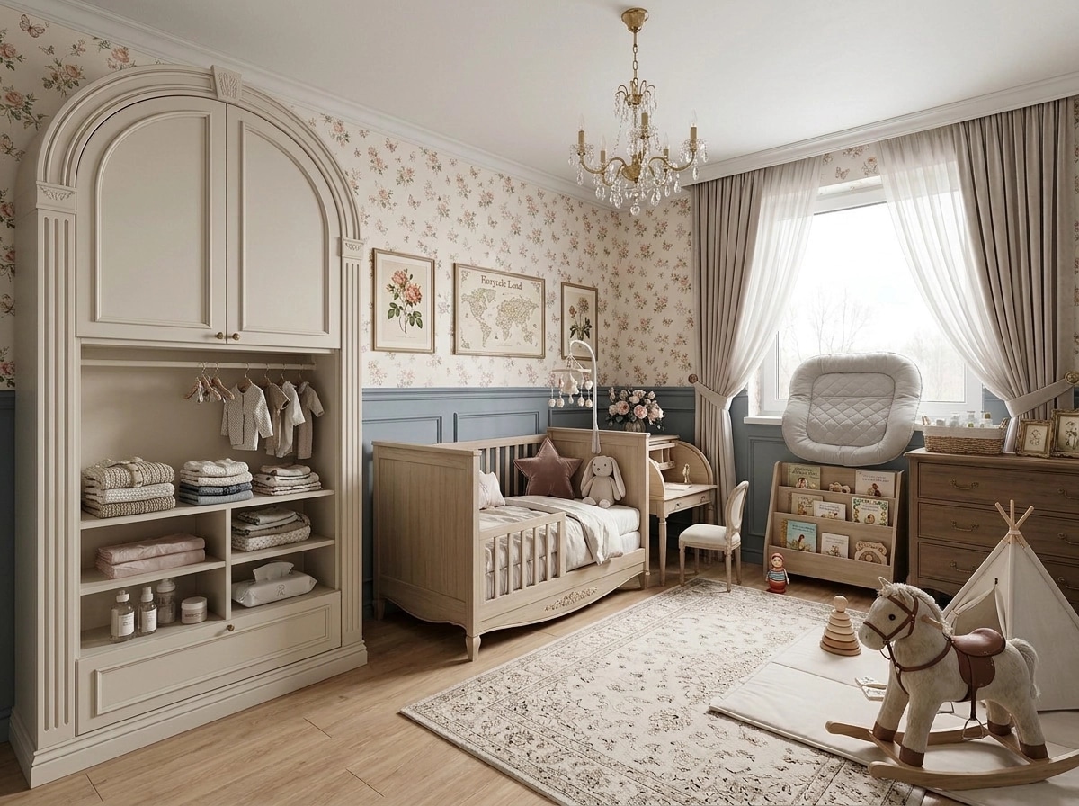 Neoclassic Kids Room design — interior photo by GenRoom AI
