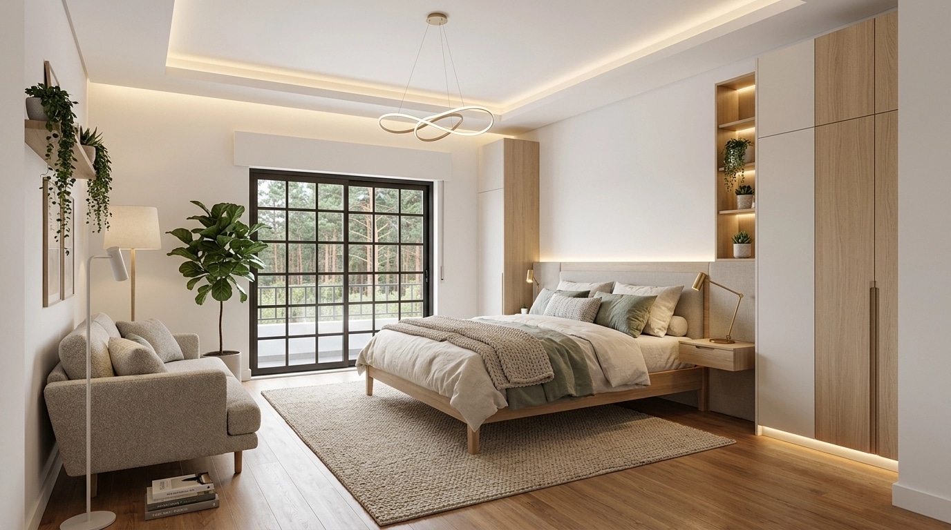 Scandinavian Bedroom design — interior photo by GenRoom AI