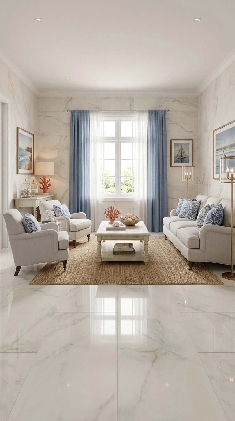 Interior design in Coastal / Hamptons style — Living Room by GenRoom AI