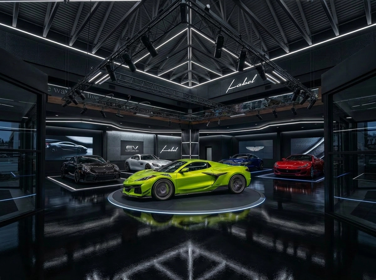 Interior design in Blacktec style — showroom by GenRoom AI