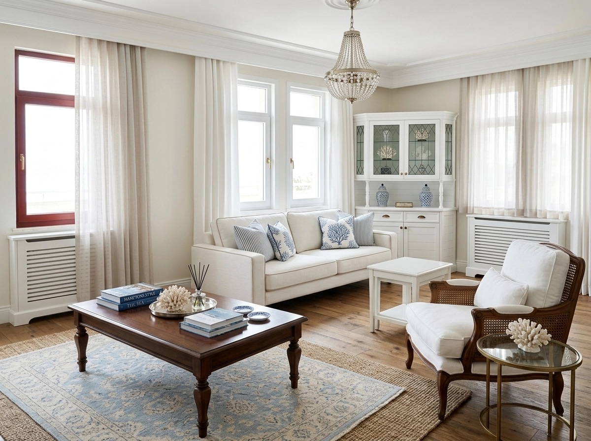 Interior design in Coastal / Hamptons style — Living Room by GenRoom AI