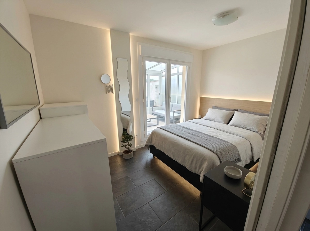 Minimalism Bedroom design — interior photo by GenRoom AI