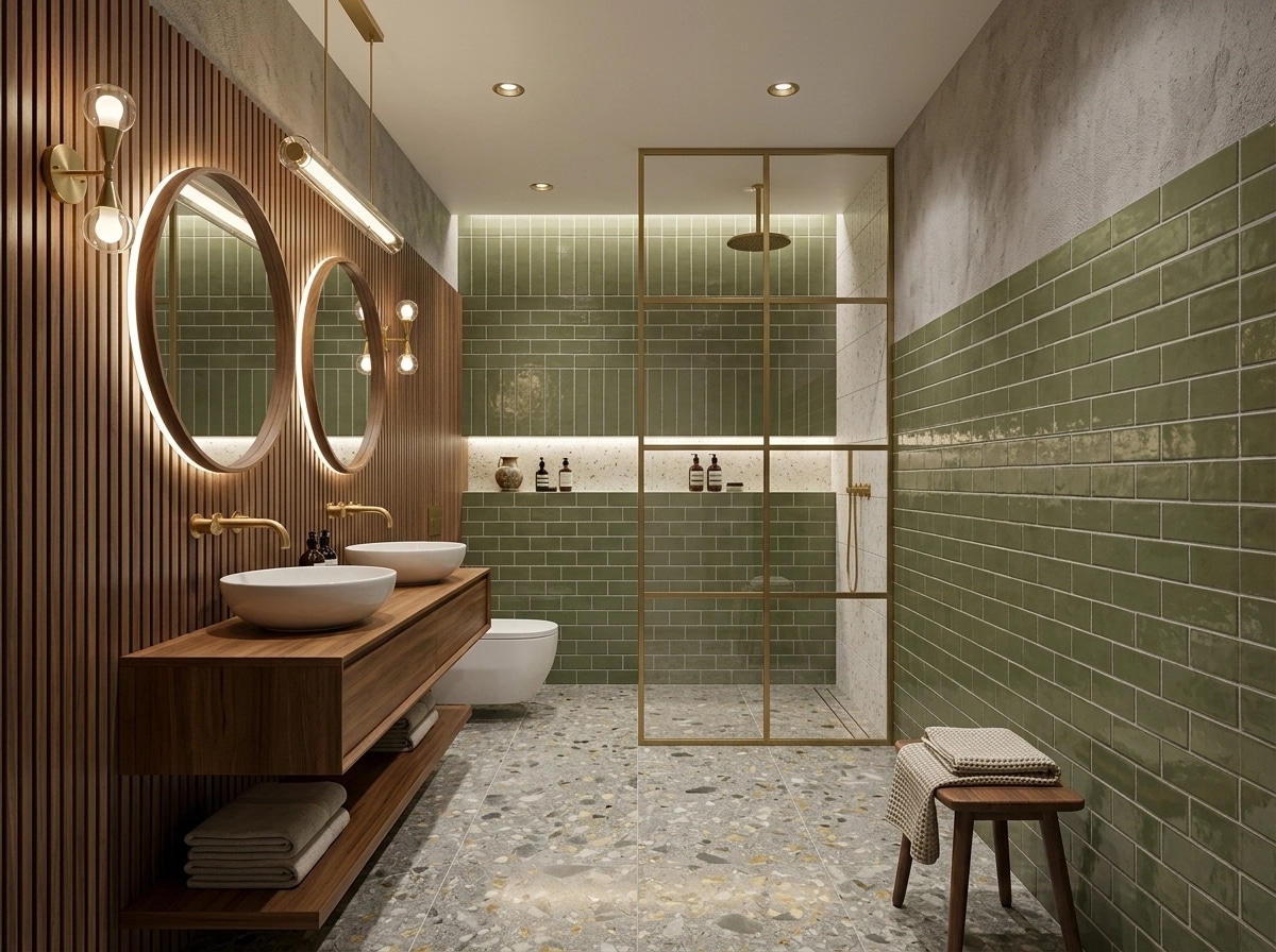 Design d'intérieur en style Mid-Century Modern — Salle de bain par GenRoom AI