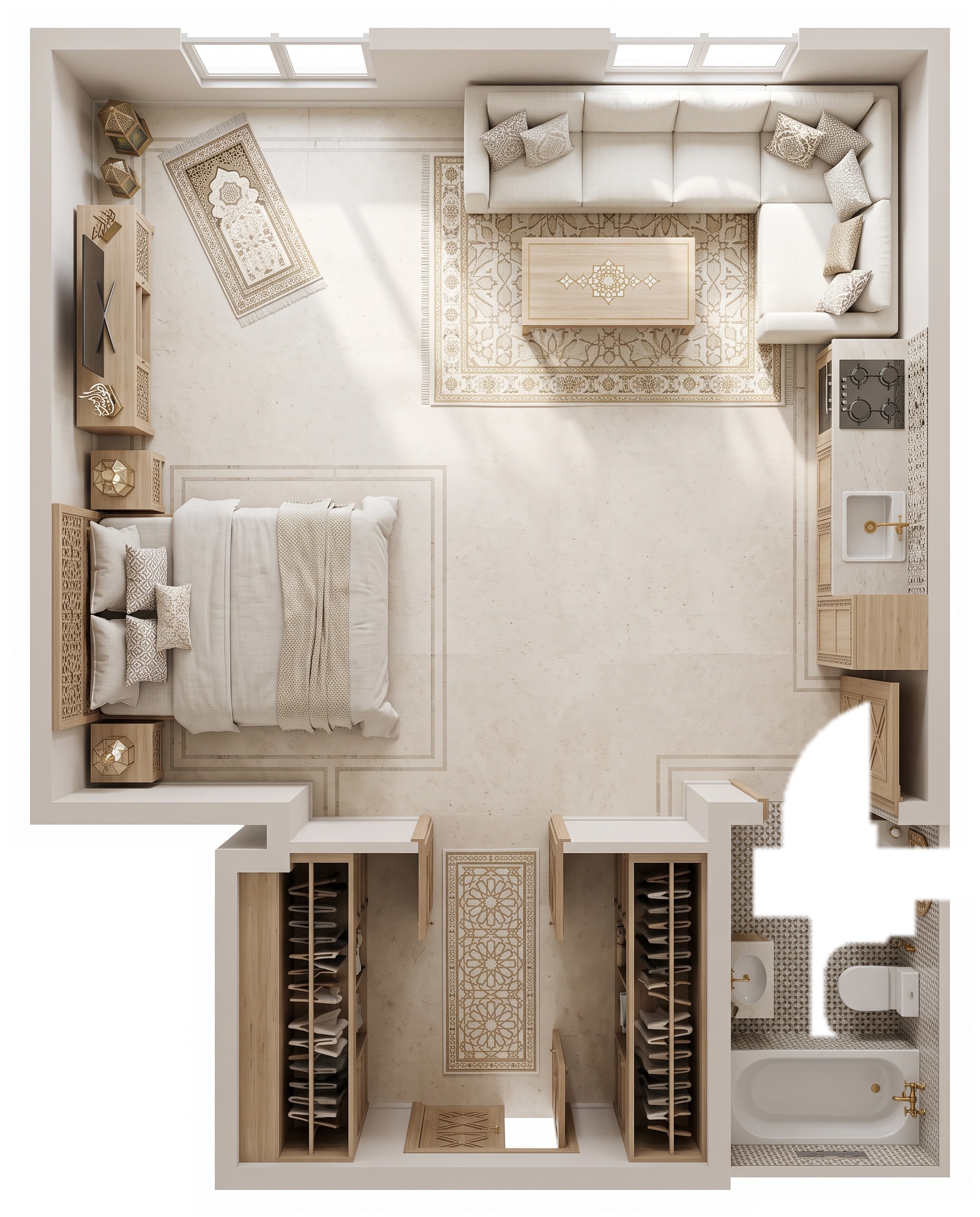 Interior design in Islamic Geometric style — Living Room by GenRoom AI