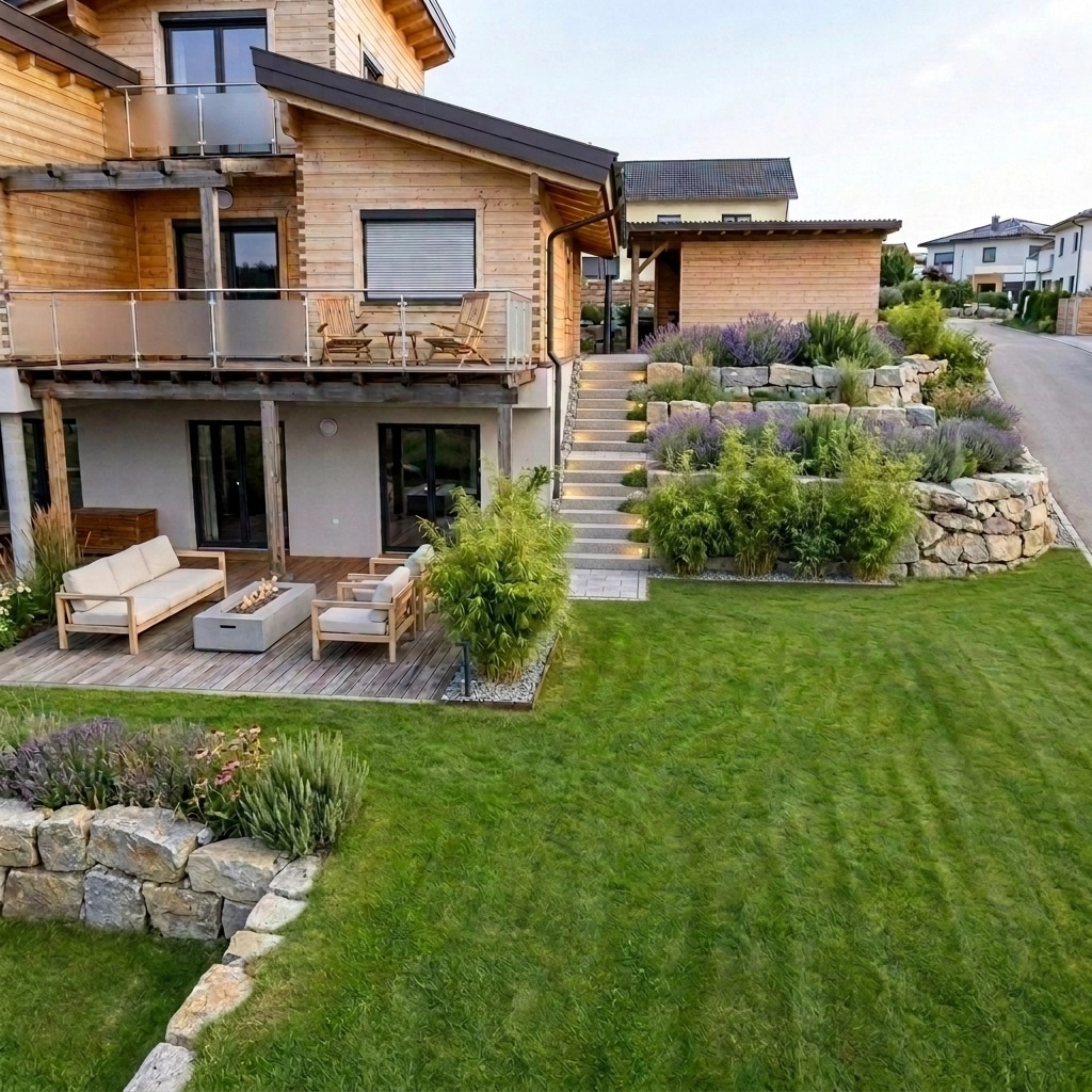 Landscape design in Scandinavian Garden style — Yard by GenRoom AI
