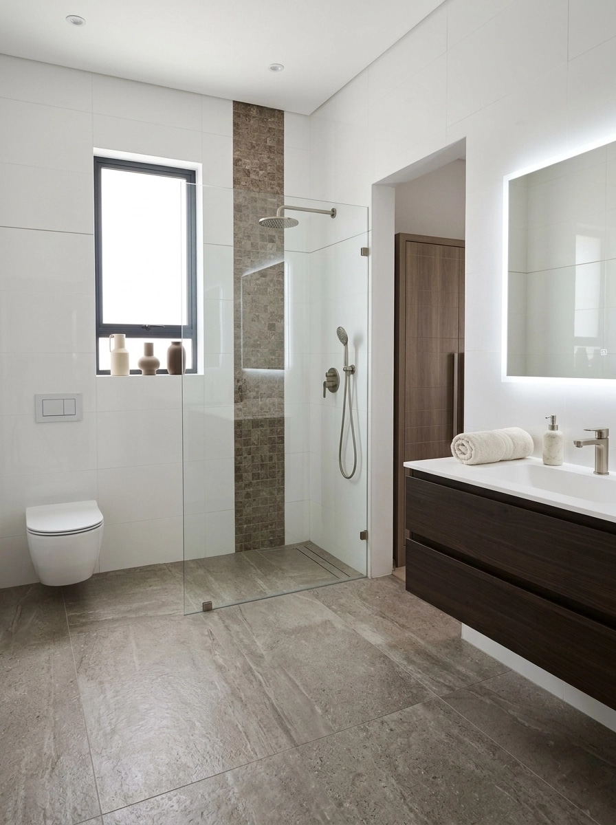 Bathroom interior in Minimalism style — photo by GenRoom AI
