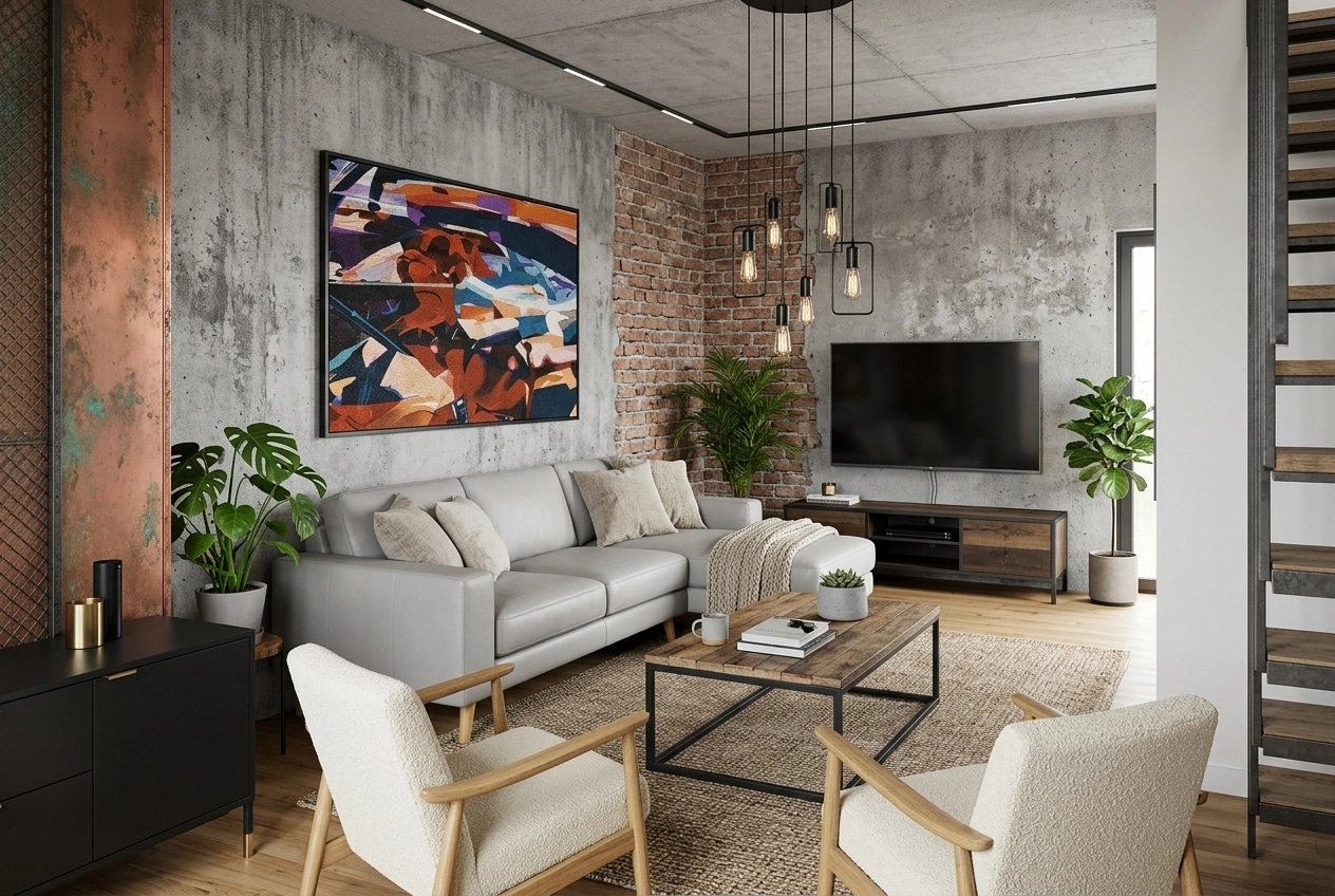 Interior design in Loft / Industrial style — Living Room by GenRoom AI
