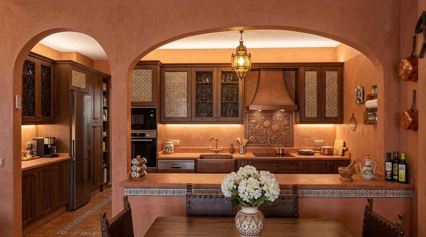 Kitchen interior in Andalusian style — photo by GenRoom AI