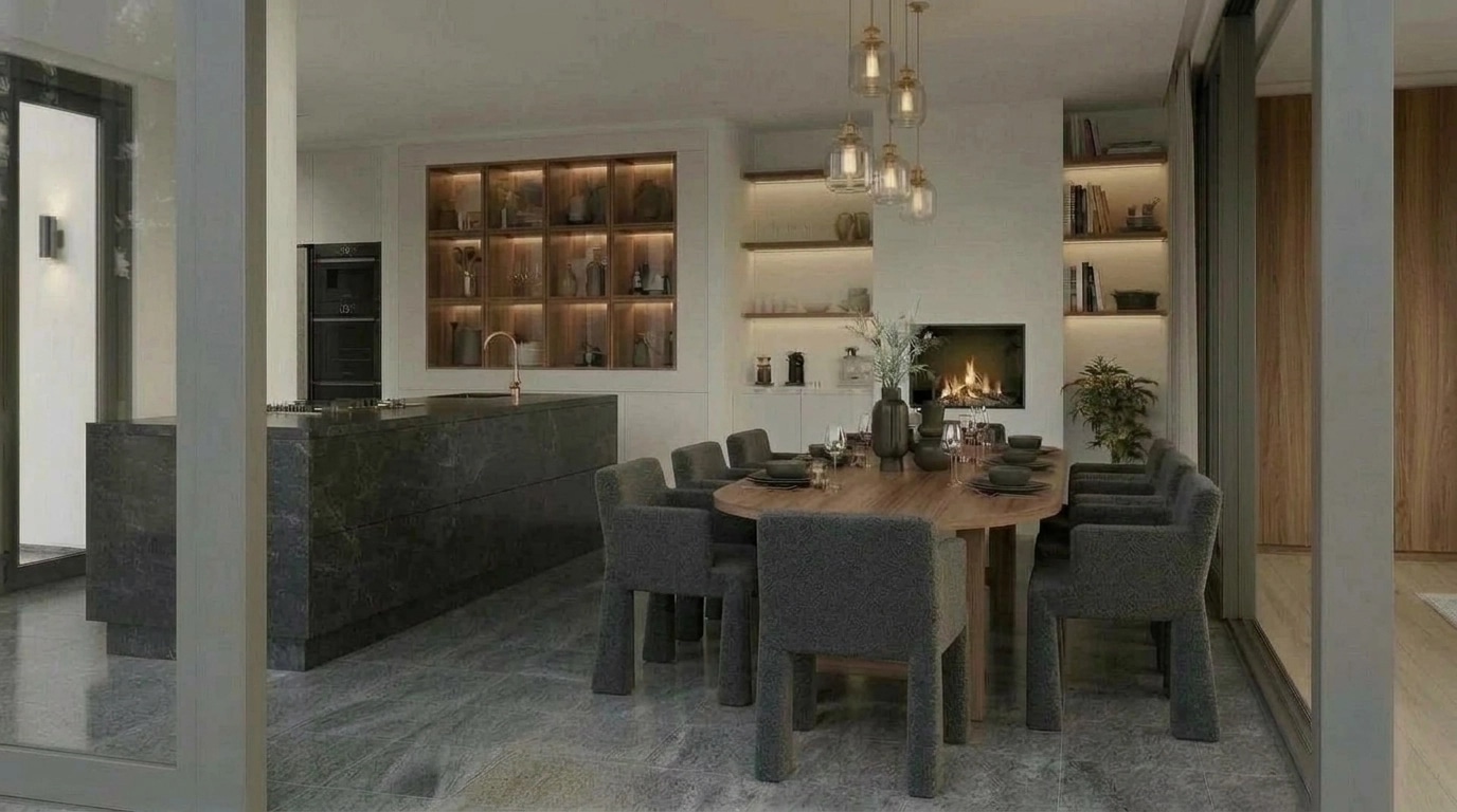 Interior design in Mid-Century Modern style — Kitchen by GenRoom AI