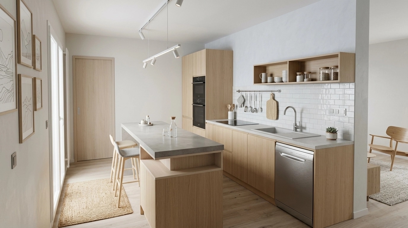Kitchen interior in Scandinavian style — photo by GenRoom AI