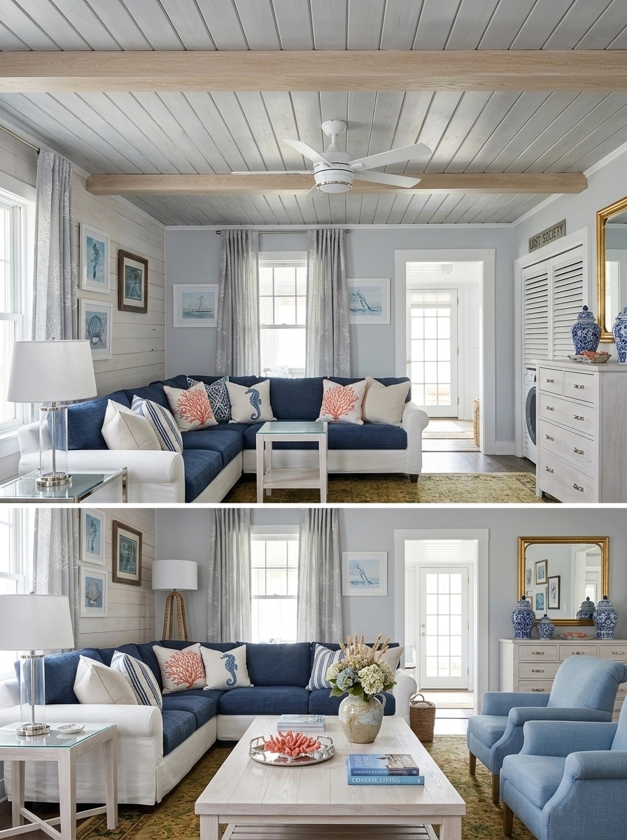 Interior design in Coastal / Hamptons style — Living Room by GenRoom AI