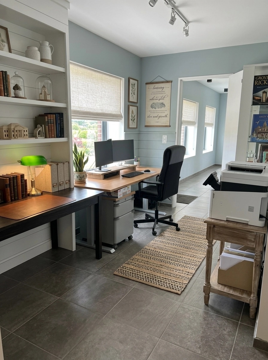 Office interior in Modern Farmhouse style — photo by GenRoom AI