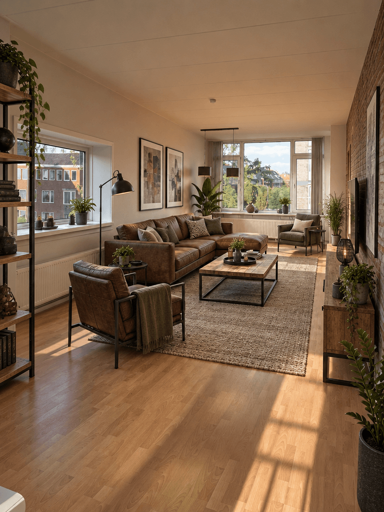 Design d'interni in stile Loft / Industrial — Soggiorno di GenRoom AI