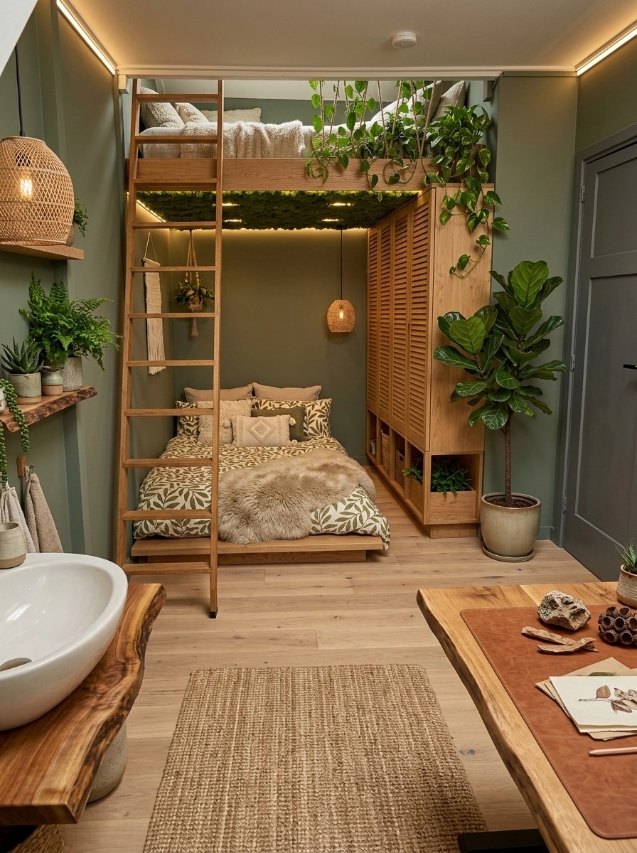 Interior design in Biophilic style — Bedroom by GenRoom AI