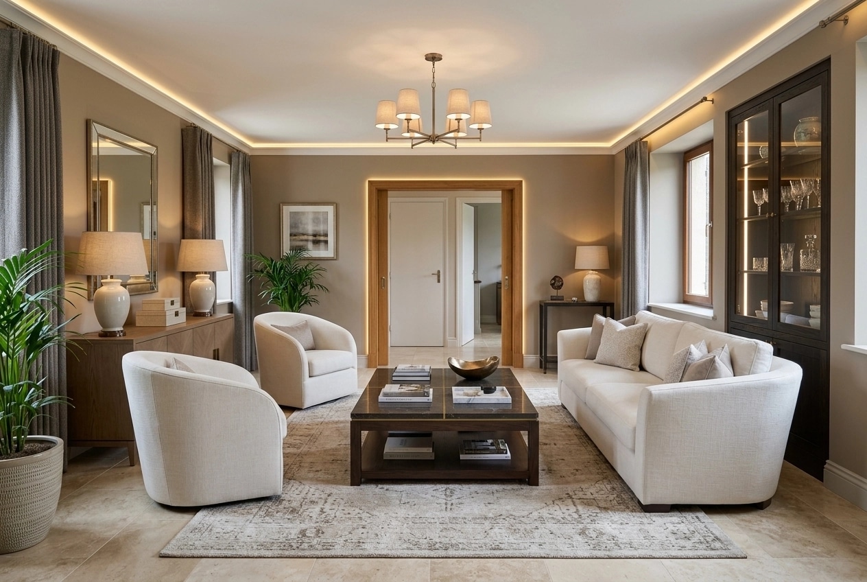 Transitional Living Room design — interior photo by GenRoom AI