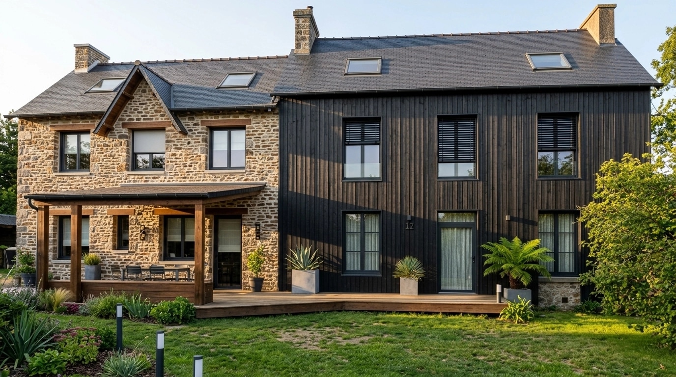 Facade design in Barnhouse Facade style — photo by GenRoom AI