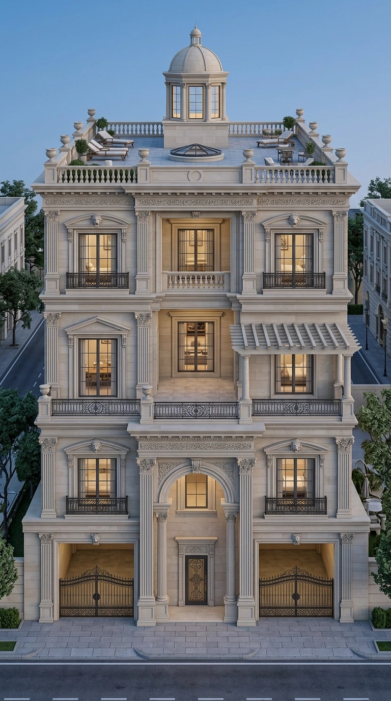 Neoclassic Facade Facade design — facade photo by GenRoom AI
