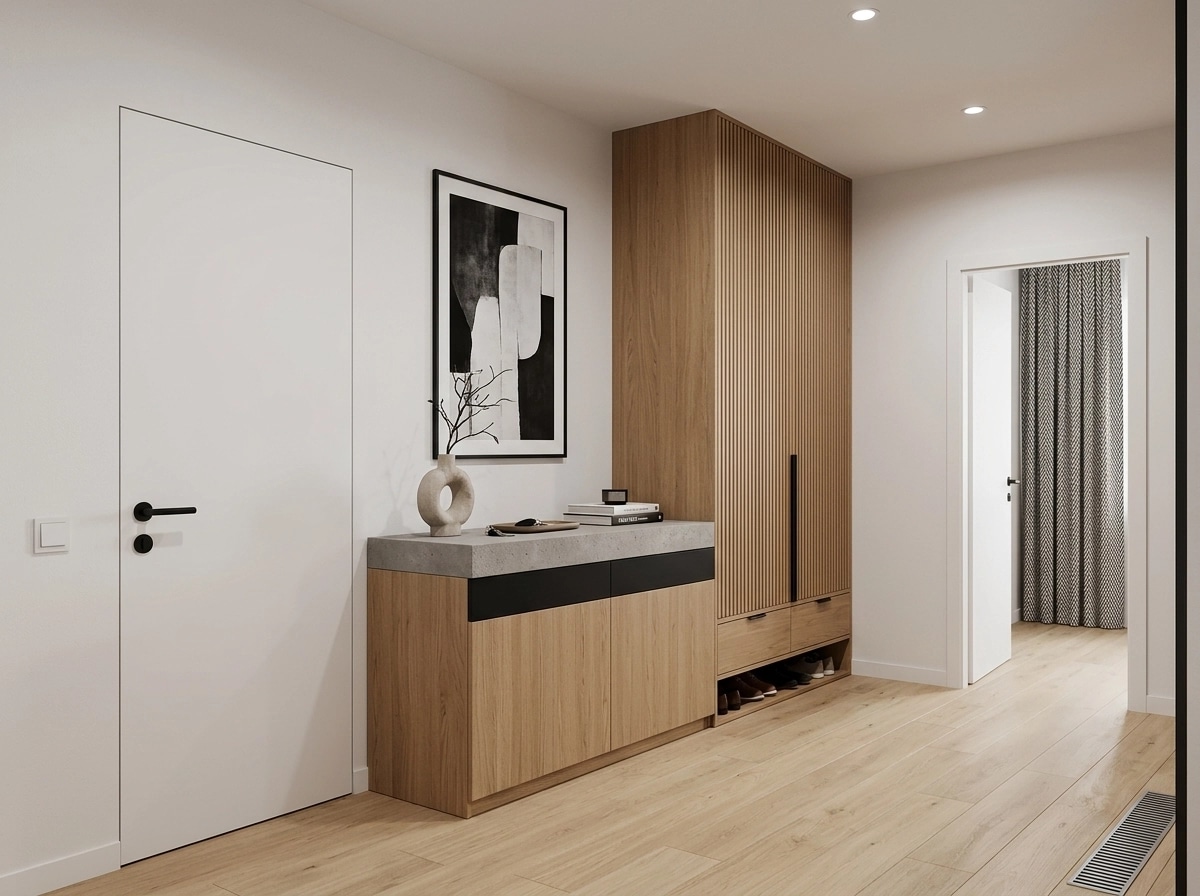 Reka bentuk dalaman dalam gaya Minimalism — Ruang Legar oleh GenRoom AI