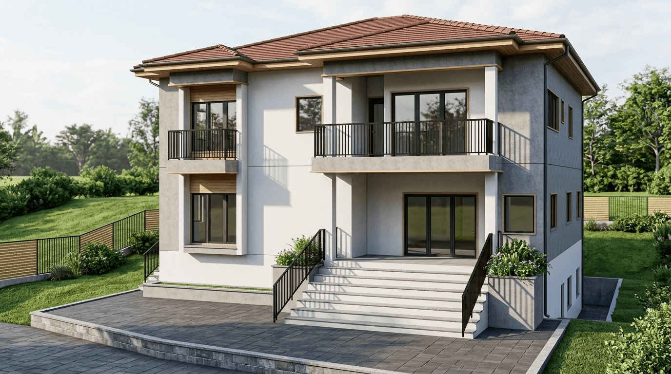 Fasaddesign i stilen Contemporary Facade — Fasad av GenRoom AI